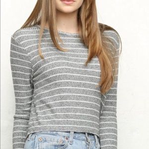 Brandy Melville Gray Striped Sweater Long Sleeve Top